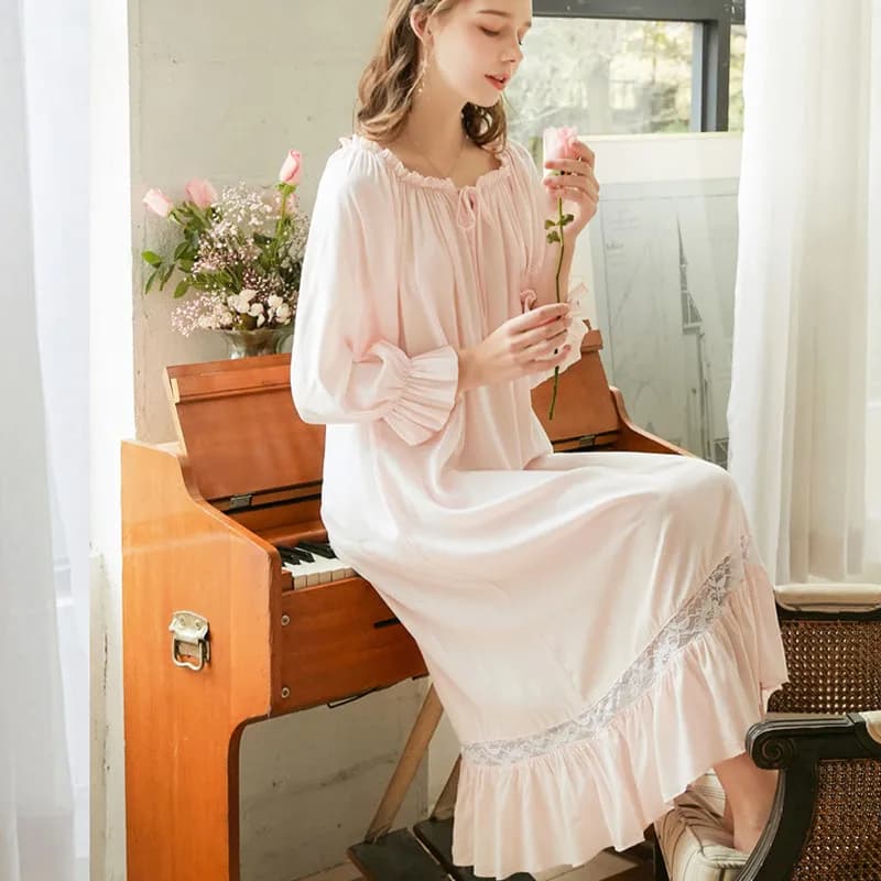 Chemise de nuit à manches longues pour femmes, tenue de printemps et d'automne, douce, ample, vêteme