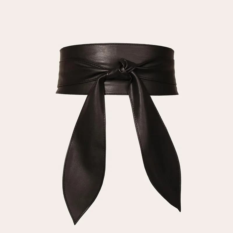Ceinture Obi large pour femme en cuir PU souple, à nouer, ceinture corset à nouer autour de la taill