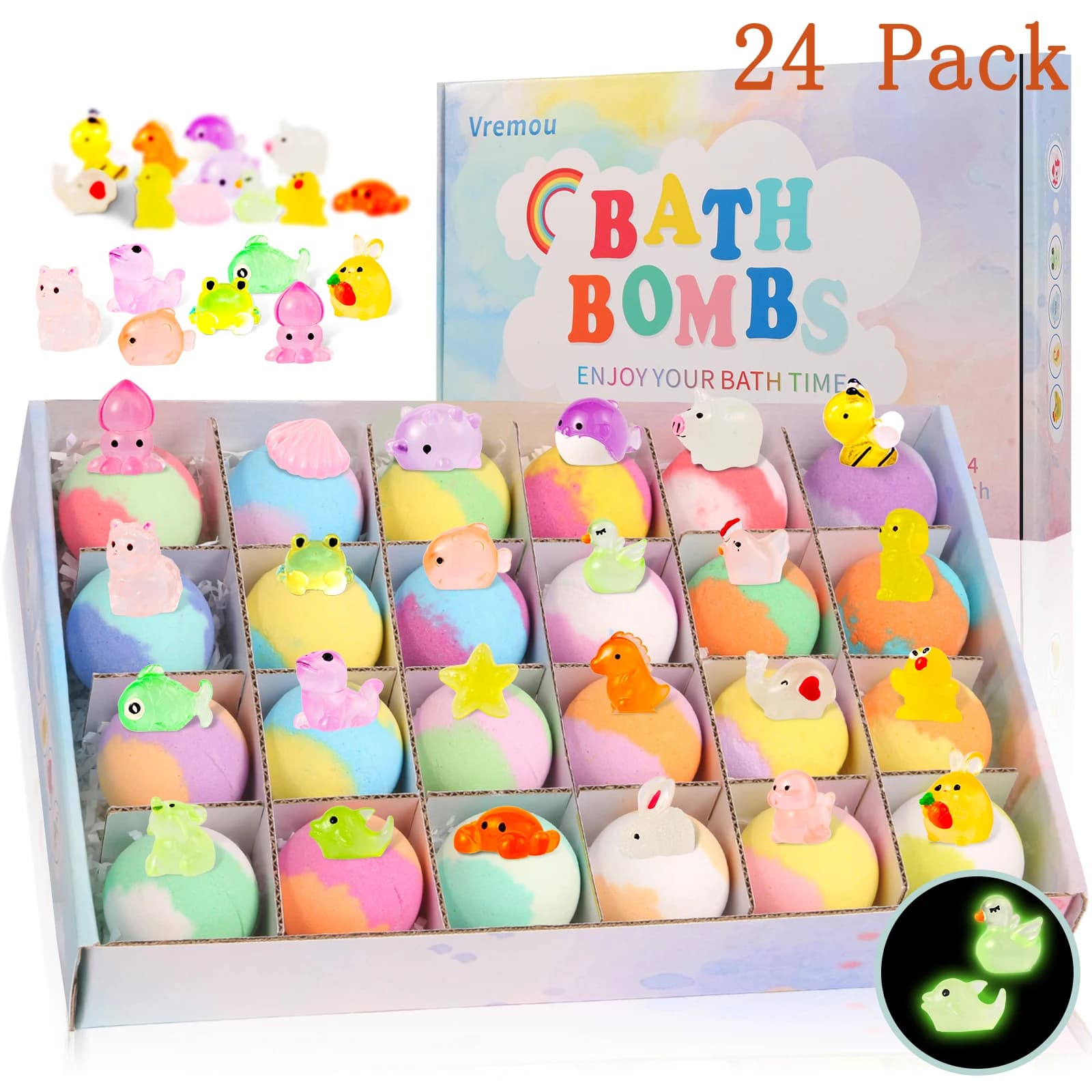 Bombes de bain pour enfants (15 ou 24 pièces) avec surprise à l'intérieur, bombes de bain moussantes