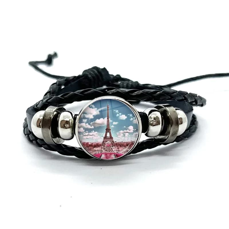 Bracelets tressés multicouches pour femmes, art romantique de la tour Eiffel, cadeaux de bijoux fait