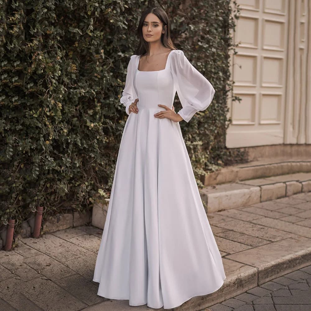 Robe de mariée dos nu A-ligne Boho pour femmes, robes de mariée, manches bouffantes, sur mesure, irr