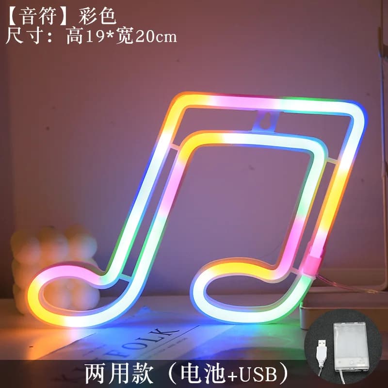 LED Note de musique néon Festival atmosphère décoration lampe au néon brillant pour KTV Bar fête cha