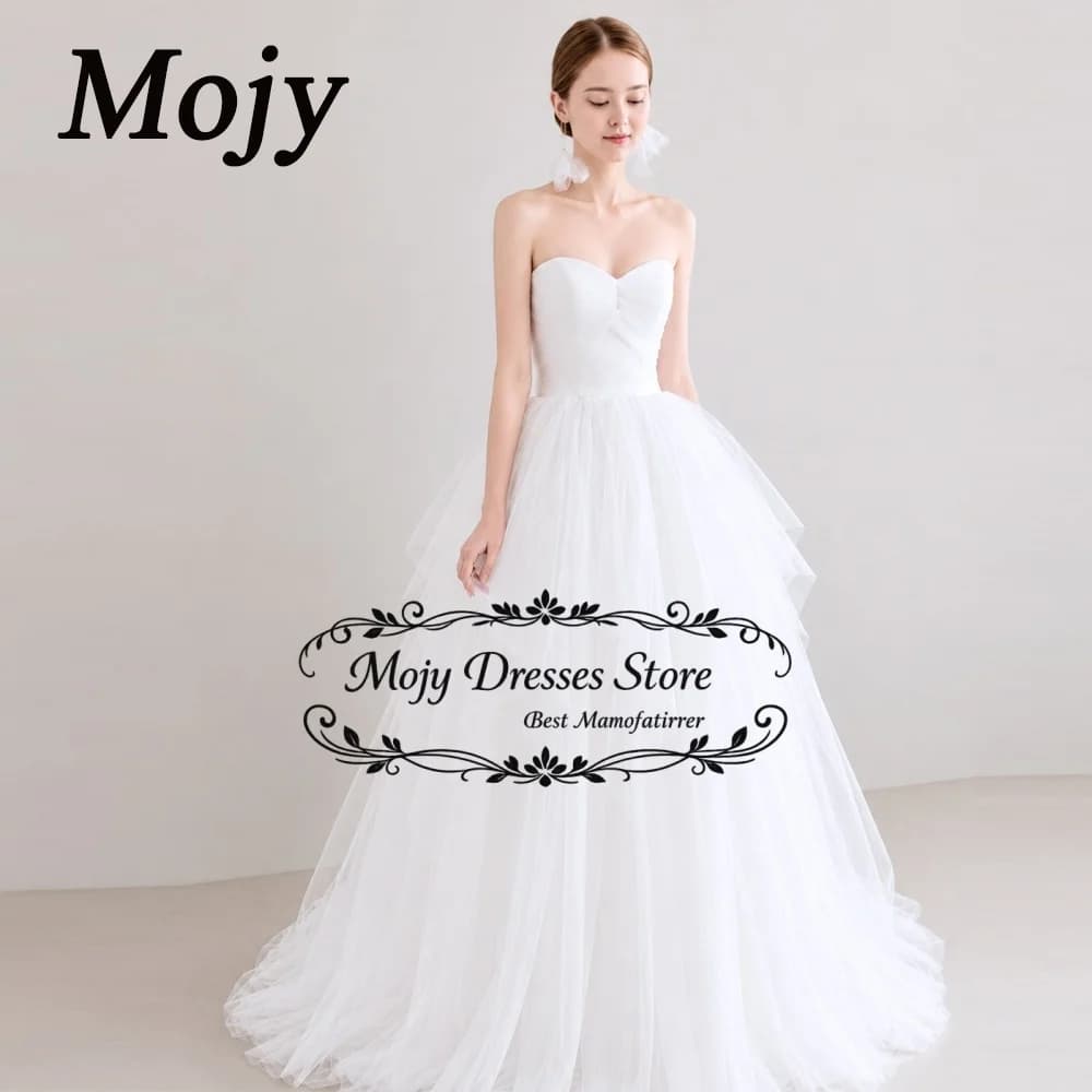 Robe de mariée coréenne Moji Princess A-Line en tulle, sans bretelles, pour séance photo, personnali