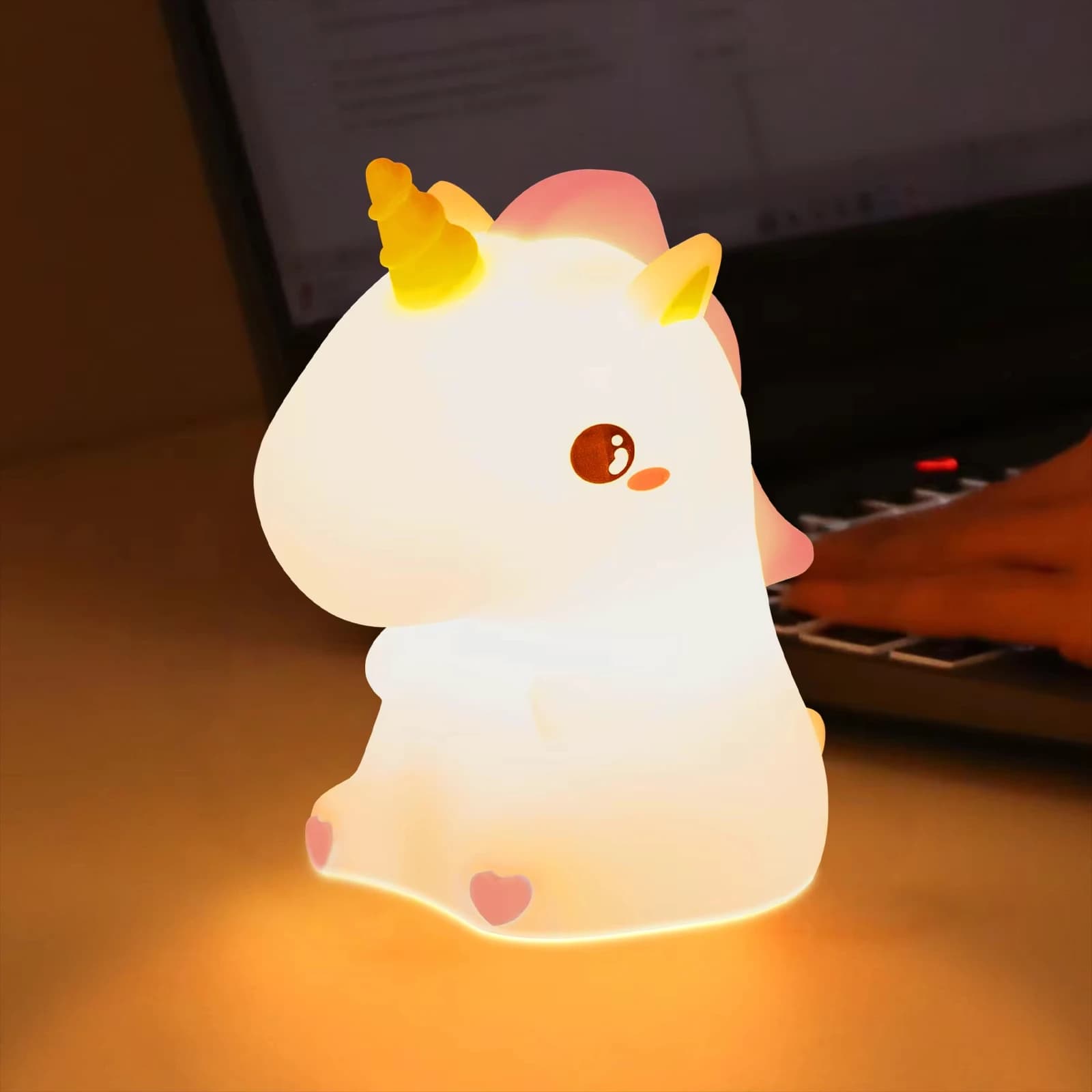 Veilleuse Renard, Lampe en Silicone Souple, Cadeau Original, Veilleuse Tactile Rechargeable à Intens