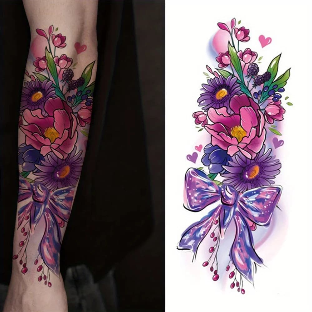 Autocollant de tatouage papillon amour, 1 pièce, adapté à la décoration corporelle belle et à la mod
