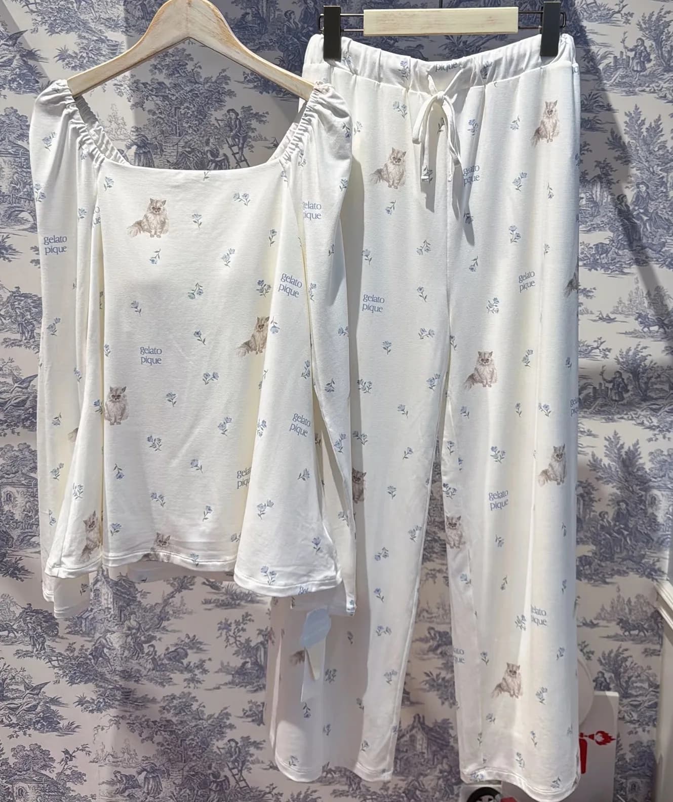 Pyjama GP gelato pique gerpique sans étiquette, motif chat crème glacée, mignon, manches longues, pa