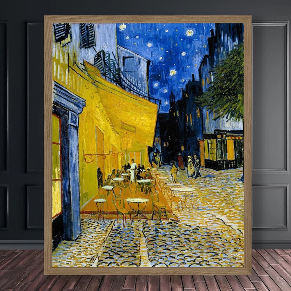 Peinture d'art naturel de la terrasse du café la nuit de Vincent Van Gogh, décoration murale de mais