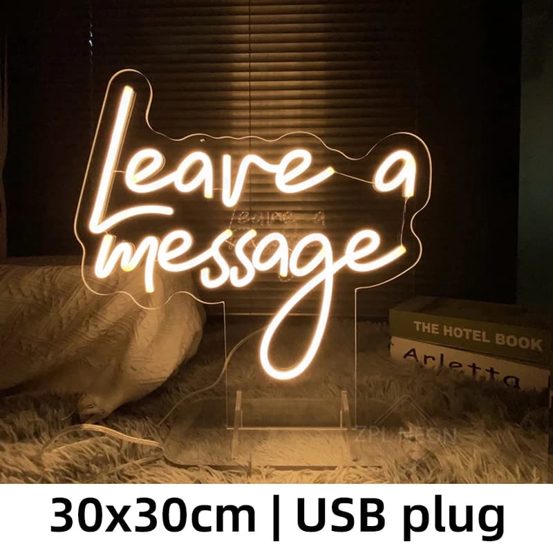 Laissez un Message LED enseigne au néon veilleuse Salon chambre décor mariage livre d'or décor fête 