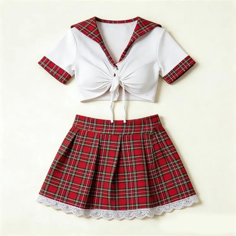 Lingerie rouge sexy pour femme, sous-vêtements érotiques, robe sexy, uniforme de cosplay d'étudiante