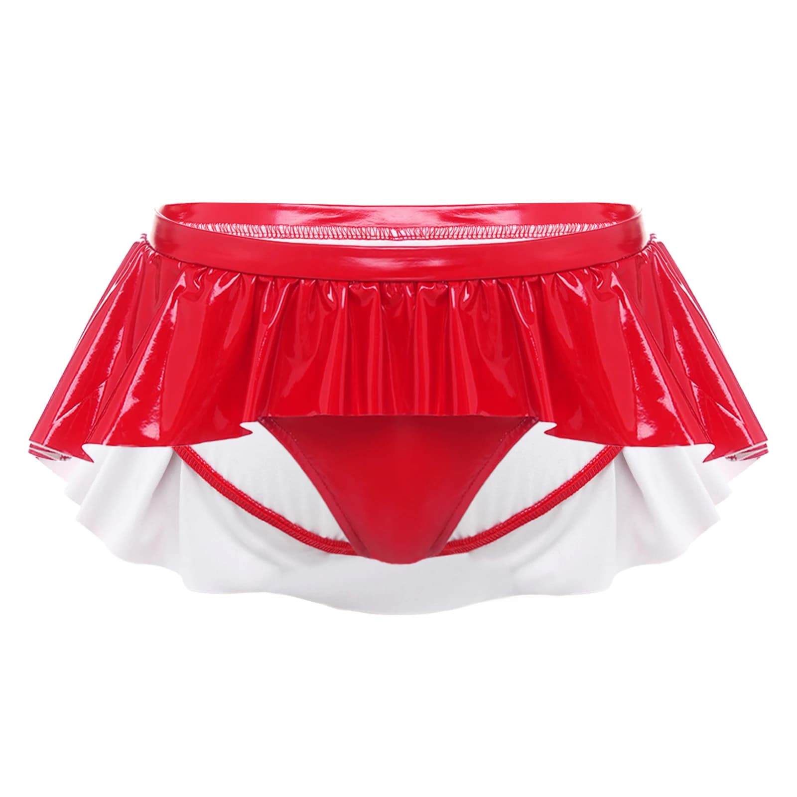 Culottes micro en similicuir PU effet mouillé pour femme, taille basse, à volants irréguliers, sous-