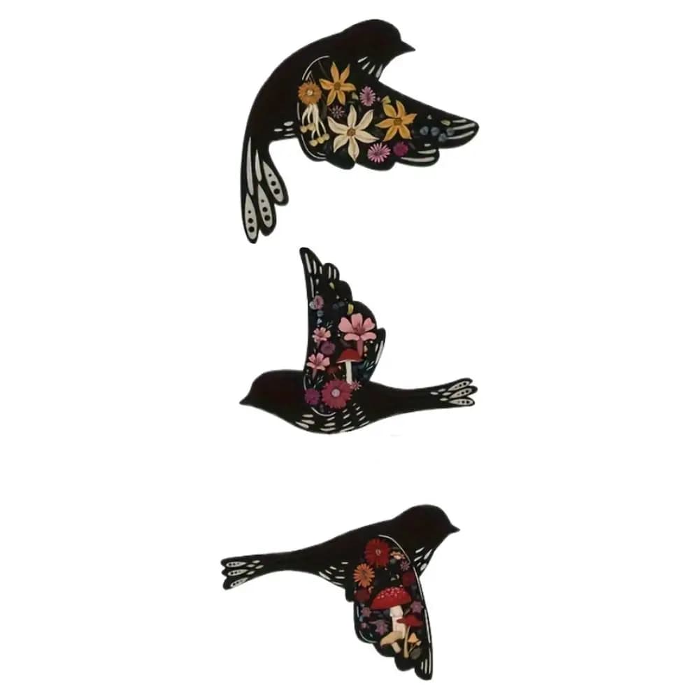 Décoration murale en bois d'oiseaux volants noirs, ensemble de décorations murales en bois pour la m