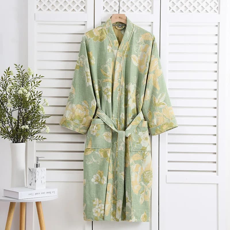 Chemise de nuit pour Couple, peignoir en gaze Double couche en pur coton, vêtements de nuit en coton