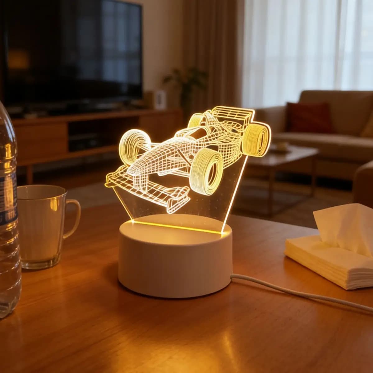 Veilleuse de course 3D, lumière d'illusion optique 3D, lumière d'ambiance adaptée à la chambre, au c