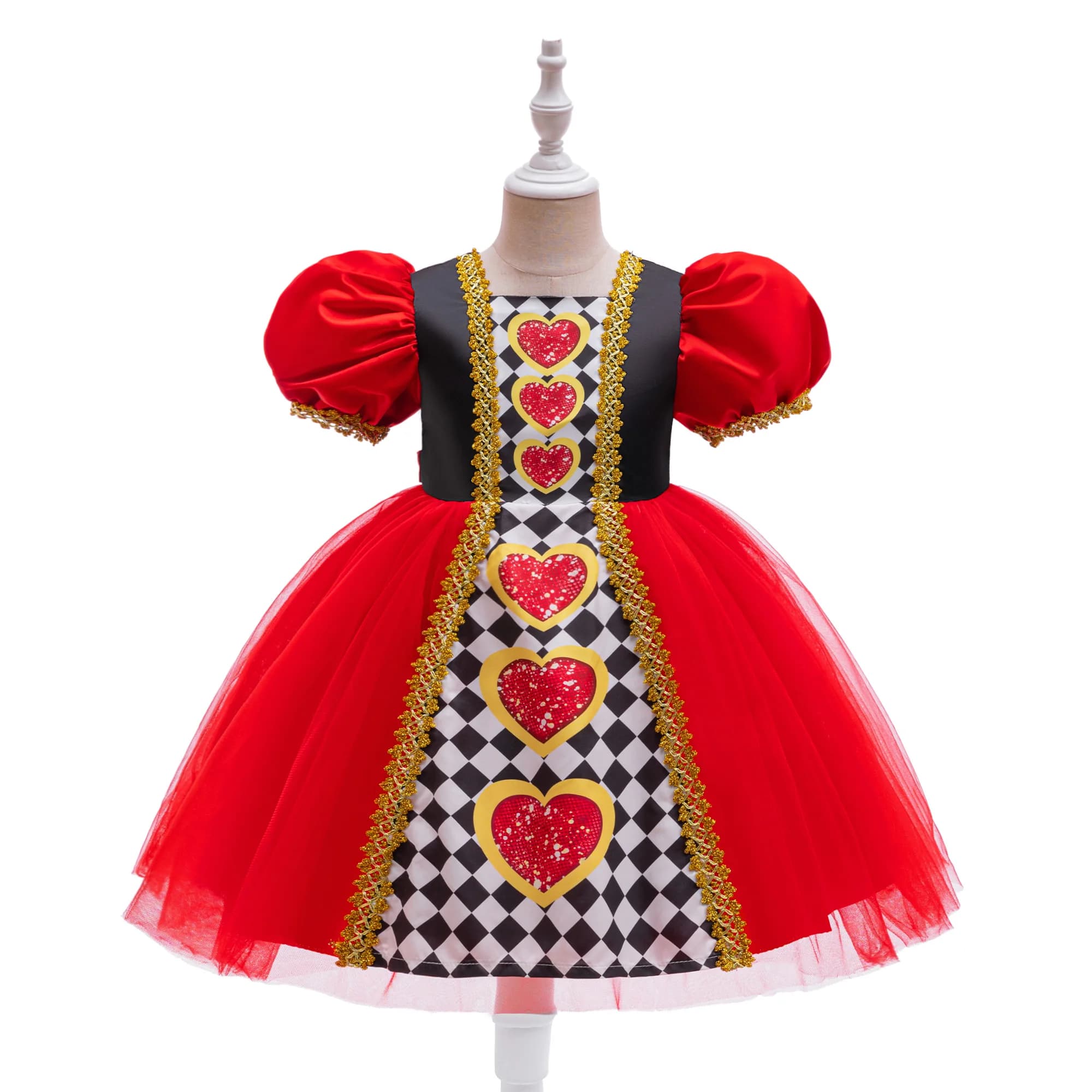 Costumes de reine rouge pour enfants, robe de fête fantaisie, en dentelle, pour Halloween, anniversa