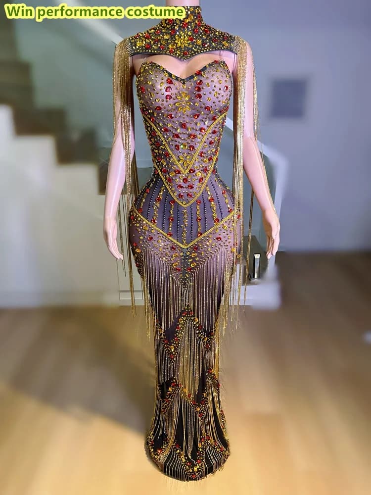 Robe longue évidée avec biscuits colorés, pompons, maille moulante et sexy, olympiques de performanc