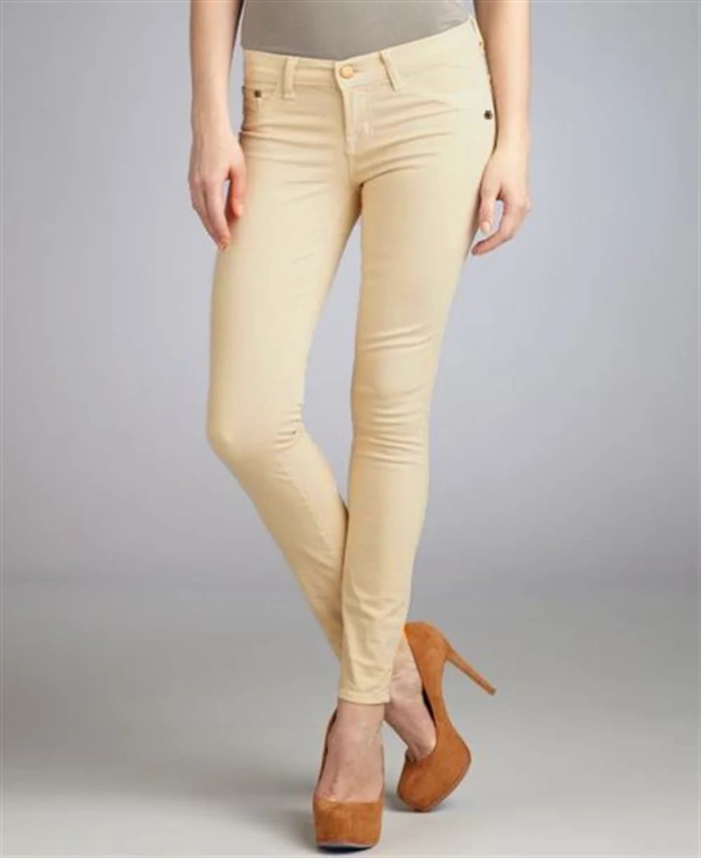 Jeeggings moulants pour femme, couleur kaki, en denim extensible, coupe cheville, pour un effet amin
