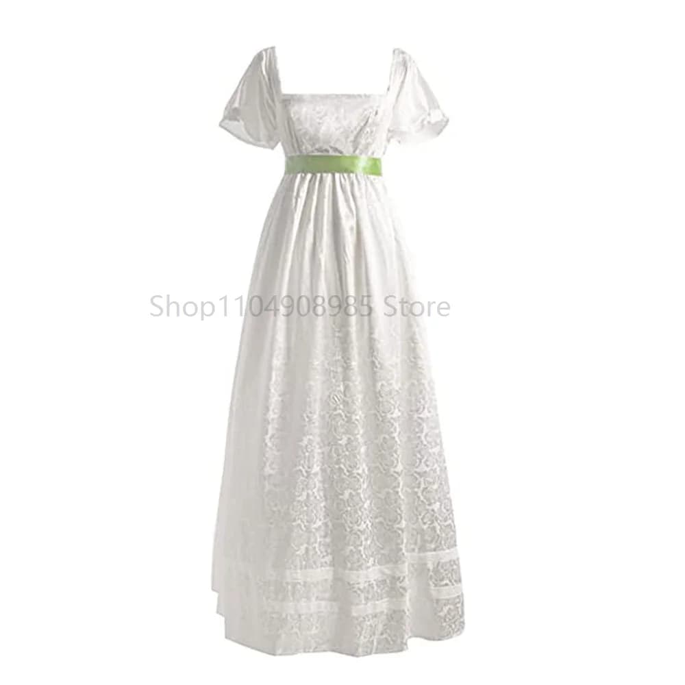 Corset victorien pour femmes médiévales, Vintage, col carré, robe blanche de régence, robe d'ère de 