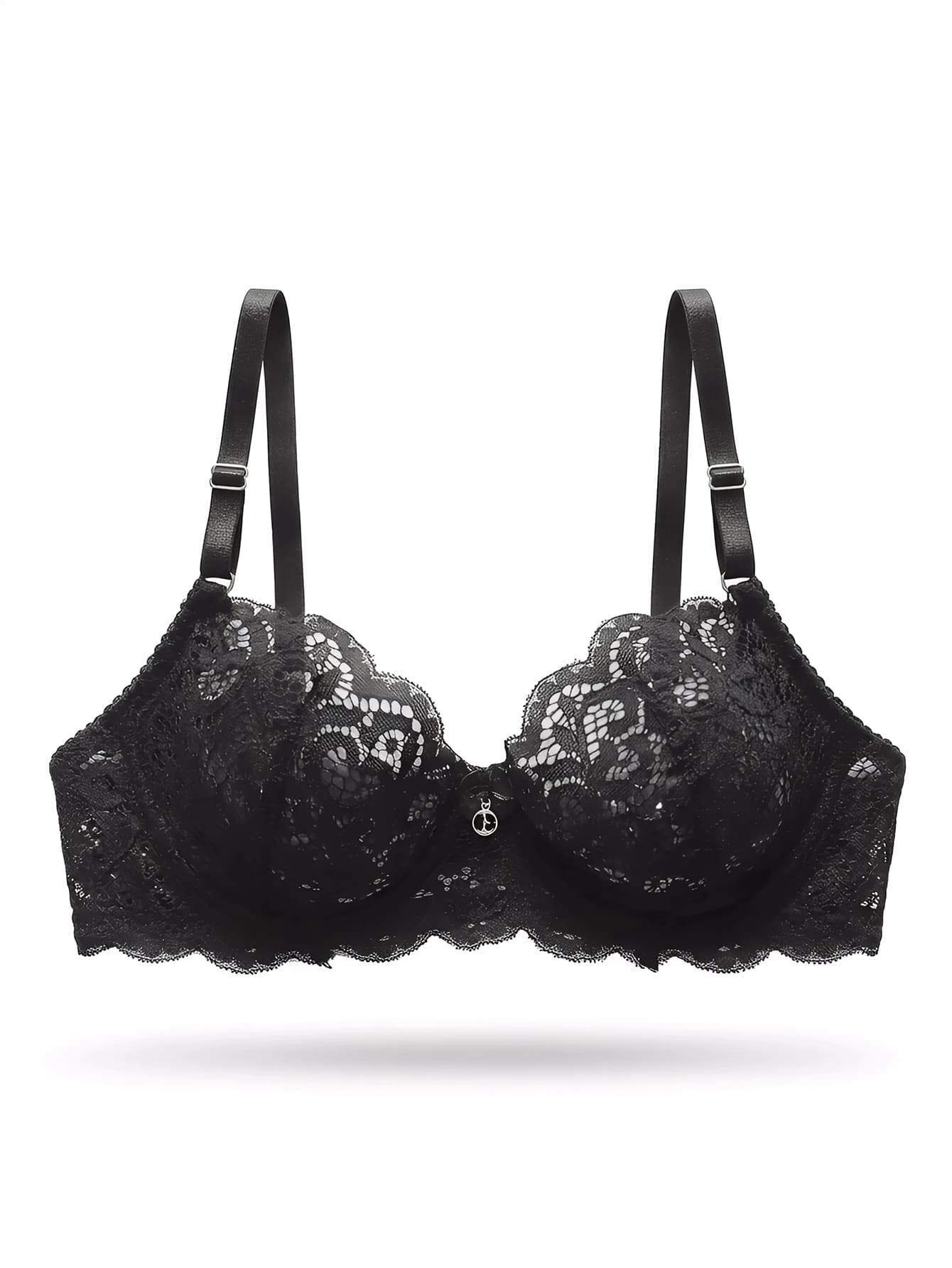 Soutien-gorge en dentelle noire pour femme, push-up, sexy, avec bordure en dentelle cils, élégance f