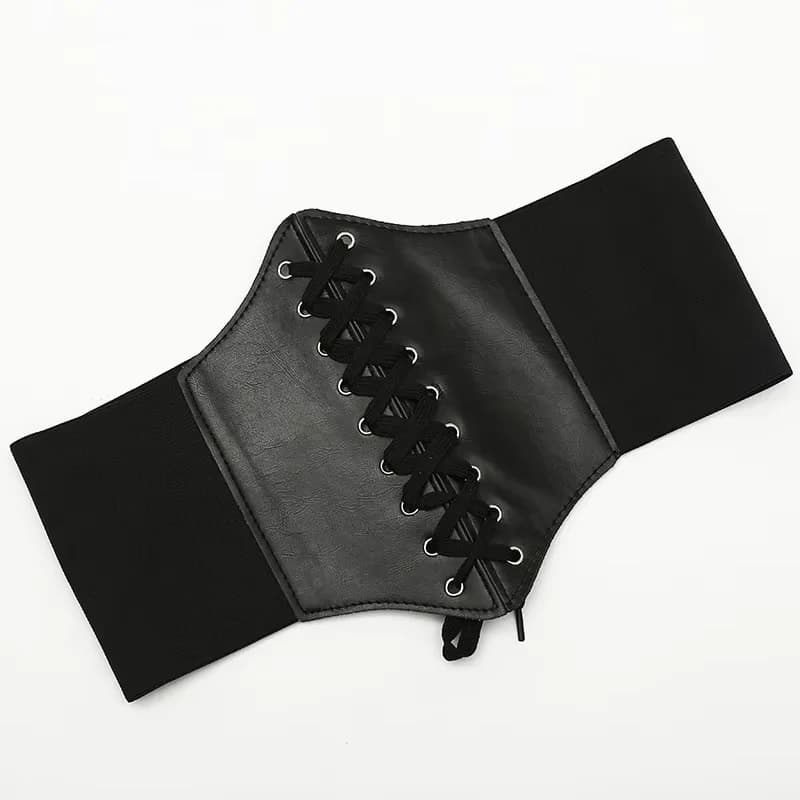 Nouvelle ceinture corset pour femme, haute élasticité, à lacets, large, en cuir, sexy, mode gothique