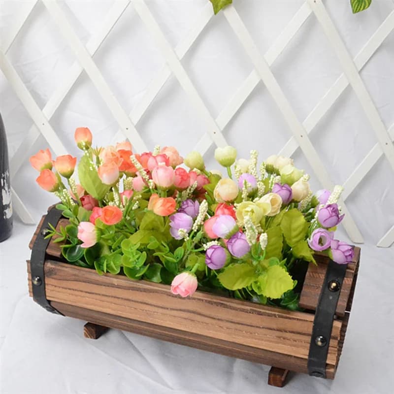 Y51A-Pots de fleurs en bois, décoration de mariage, boîtes de fleurs en bois antiseptique carbonisé,