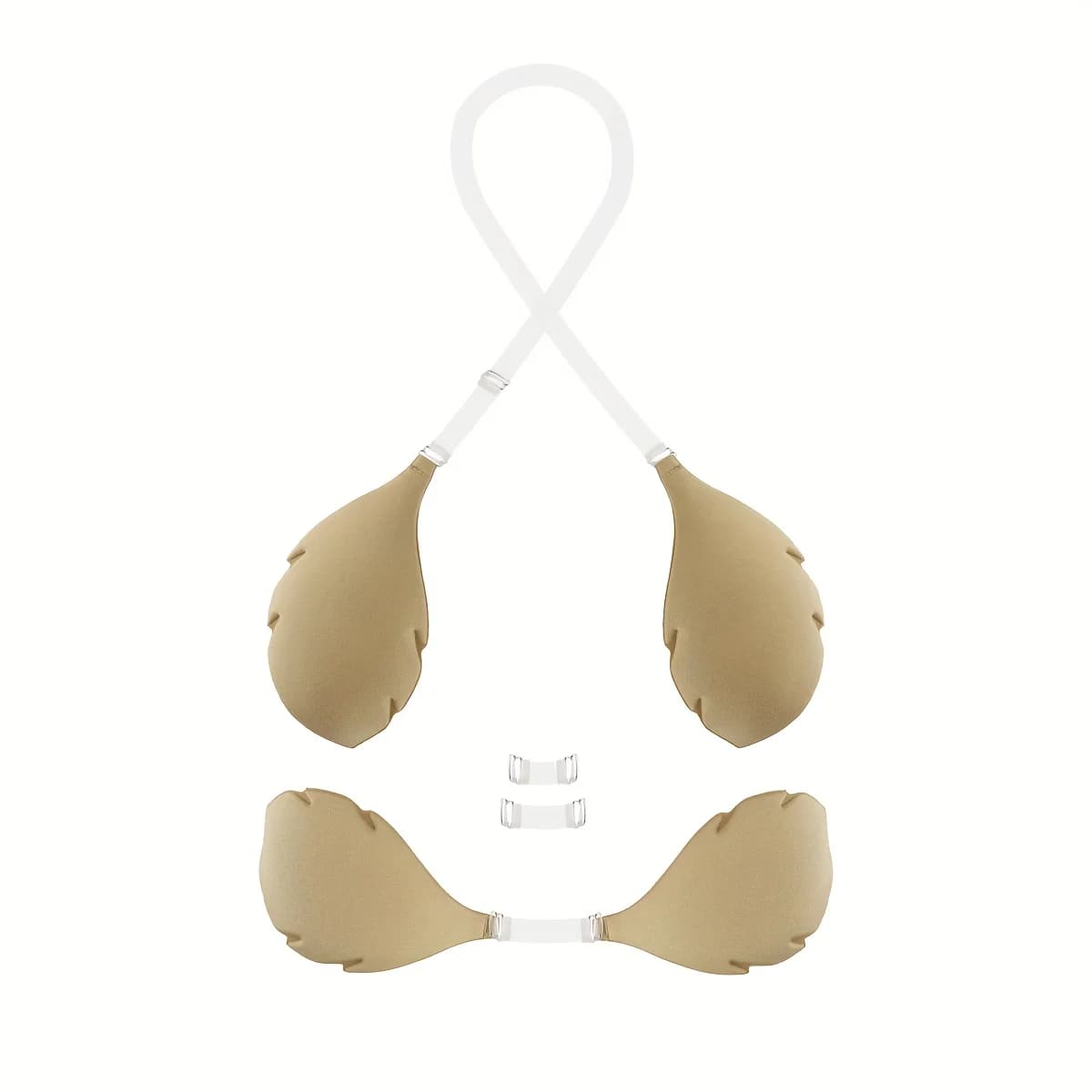 Soutien-gorge Invisible en Silicone avec bandoulière, couvre-mamelon, pétales de poitrine adhésifs r