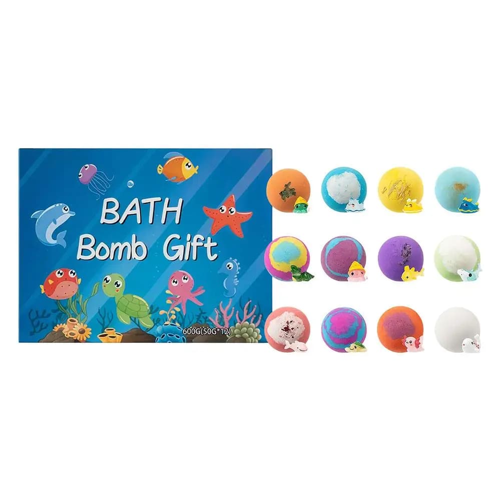 Bombes de bain pour enfants, 50 g x 12 pièces, avec jouets surprise à l'intérieur, boules de bain mo
