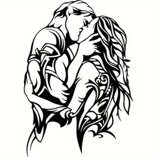 1 pièce d'art mural en métal élégant « Eternal Kiss » - Silhouette de couple italien romantique, ada