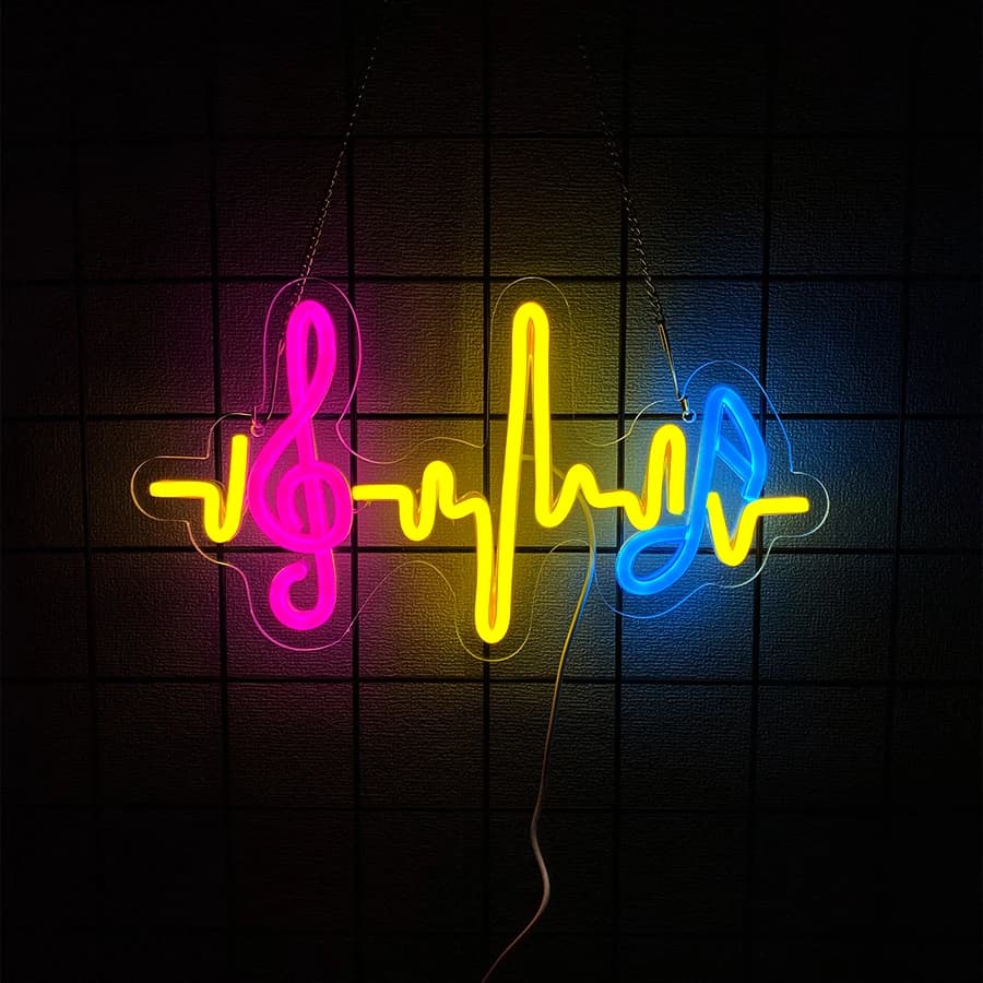 Enseigne néon LED karaoké, icône de note de musique avec microphone, idéale pour les bars, clubs, sa