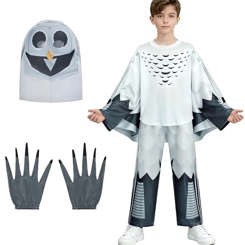 Anime 99 nuits dans les forêts hibou Cosplay Costume Polyester hauts pantalons masque gants ensemble