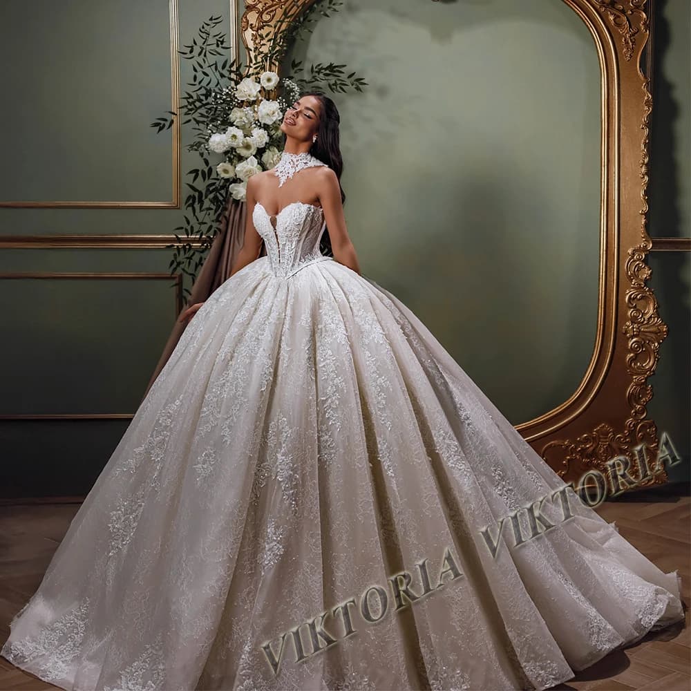 VIKTORIA exquise Corset robes de mariée pour femme mariée bretelles dentelle Appliques robes de bal 