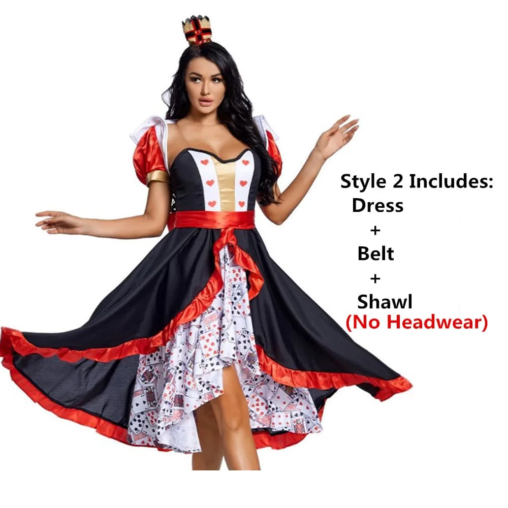 Film Poker reine de coeur Costume femmes fantaisie pays des merveilles Halloween fête jeu de rôle ro