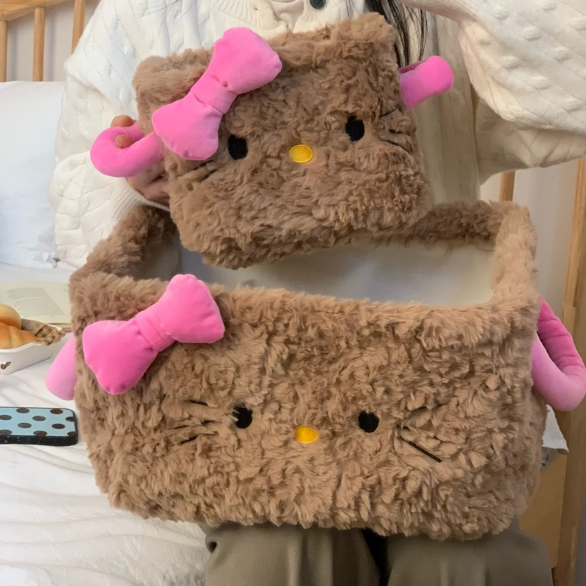 Panier de rangement en peluche pour jouets d'enfants, vêtements et collations ; boîte de rangement p