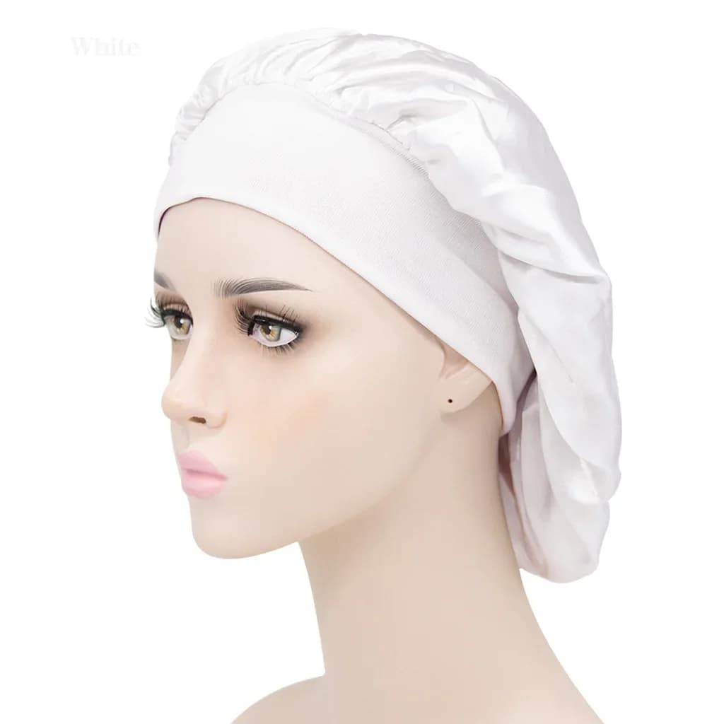 Bonnet de nuit en satin soyeux pour femmes, élastique, pour cheveux bouclés et crépus, accessoires d