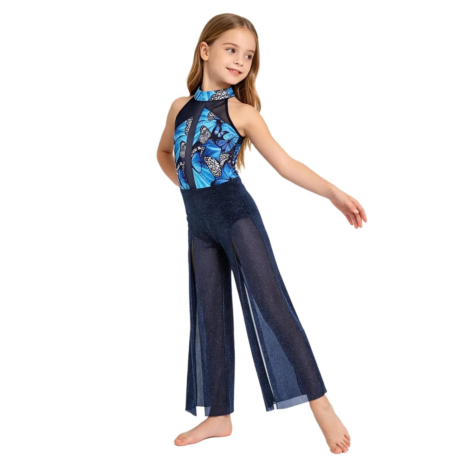 Combinaison de danse lyrique pour enfants filles, Costume de danse lyrique, corsage à paillettes bri