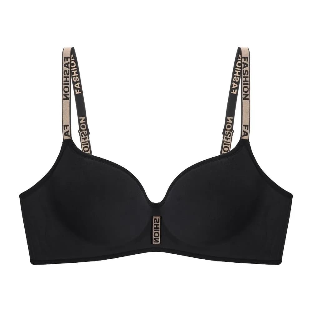 Soutien-gorge sans fil en velours avec coussinets épais et lettres anglaises pour femme, anti-affais
