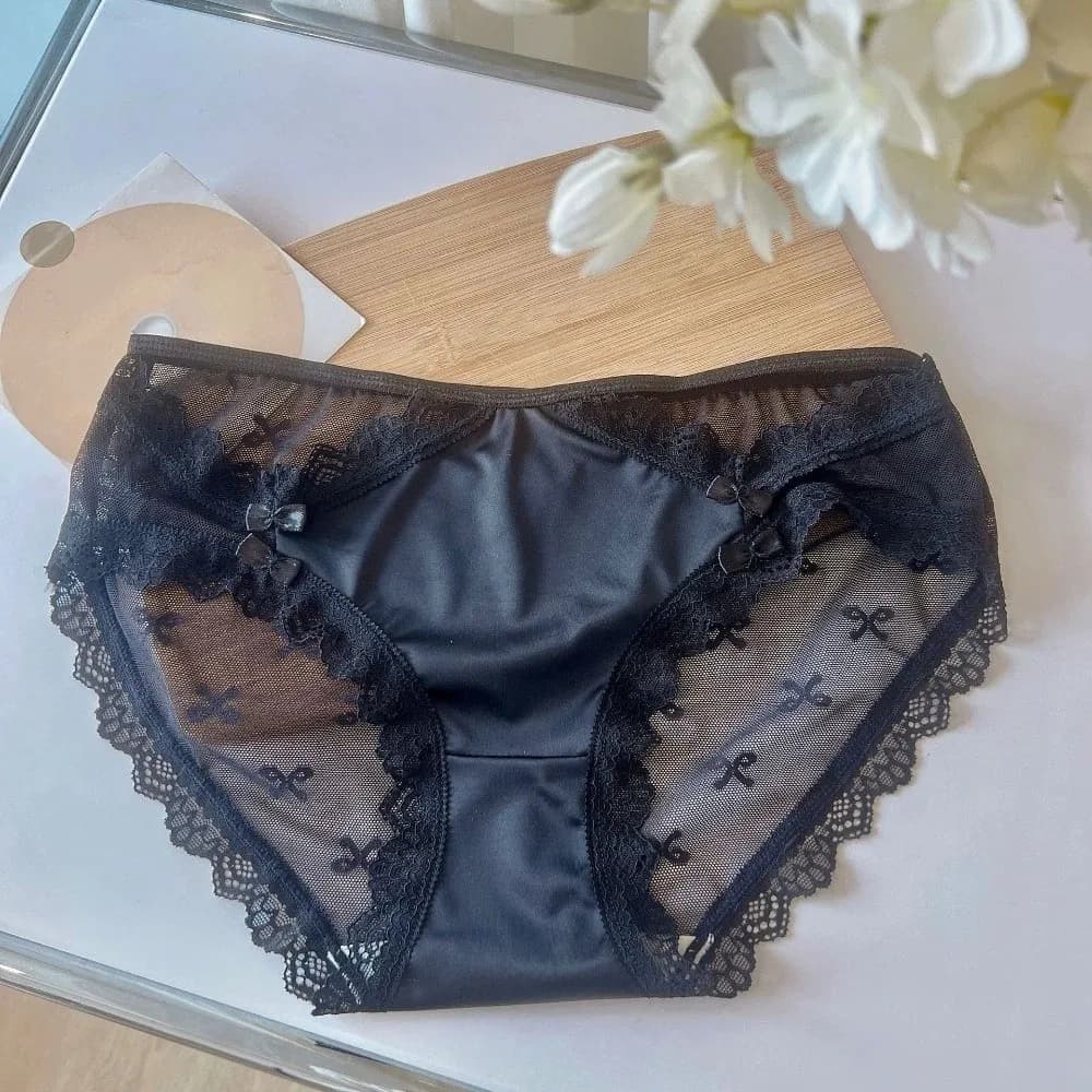Culottes confortables en coton avec dentelle, sans couture, style français transparent, en maille, a