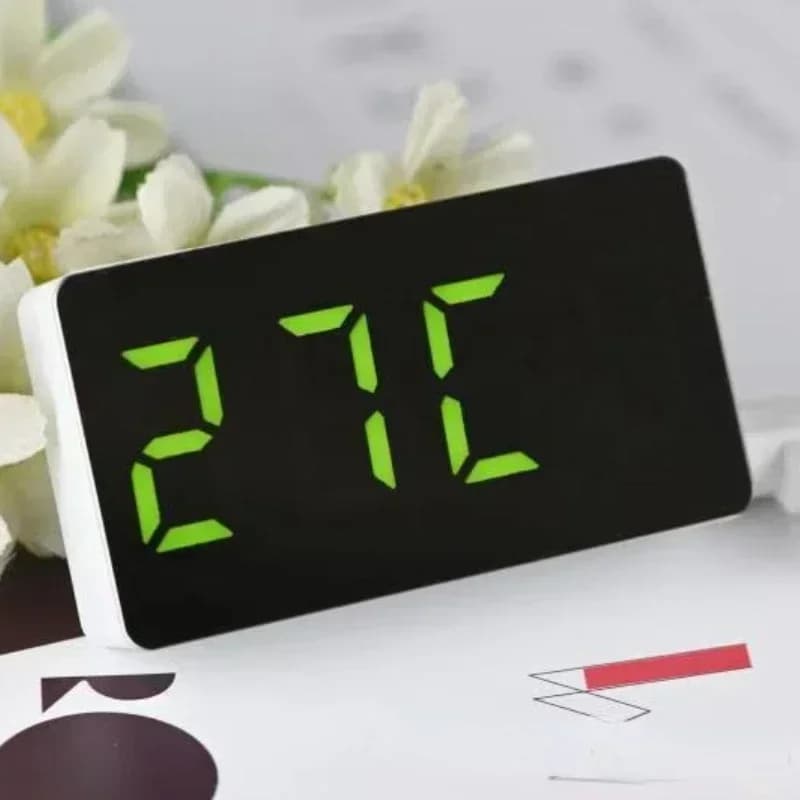 Miroir horloge de Table multifonctionnel alarme numérique Snooze affichage heure nuit lumière LED bu