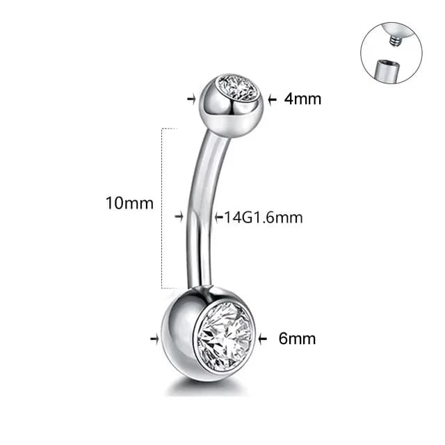 1Pc titane Zircon ventre anneau nombril Piercing fileté interne nombril anneau Ombligo corps Piercin