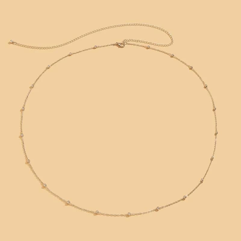 Chaîne de taille perlée Double couche pour femmes, Simple, couleur or, croix ronde en métal, chaîne 