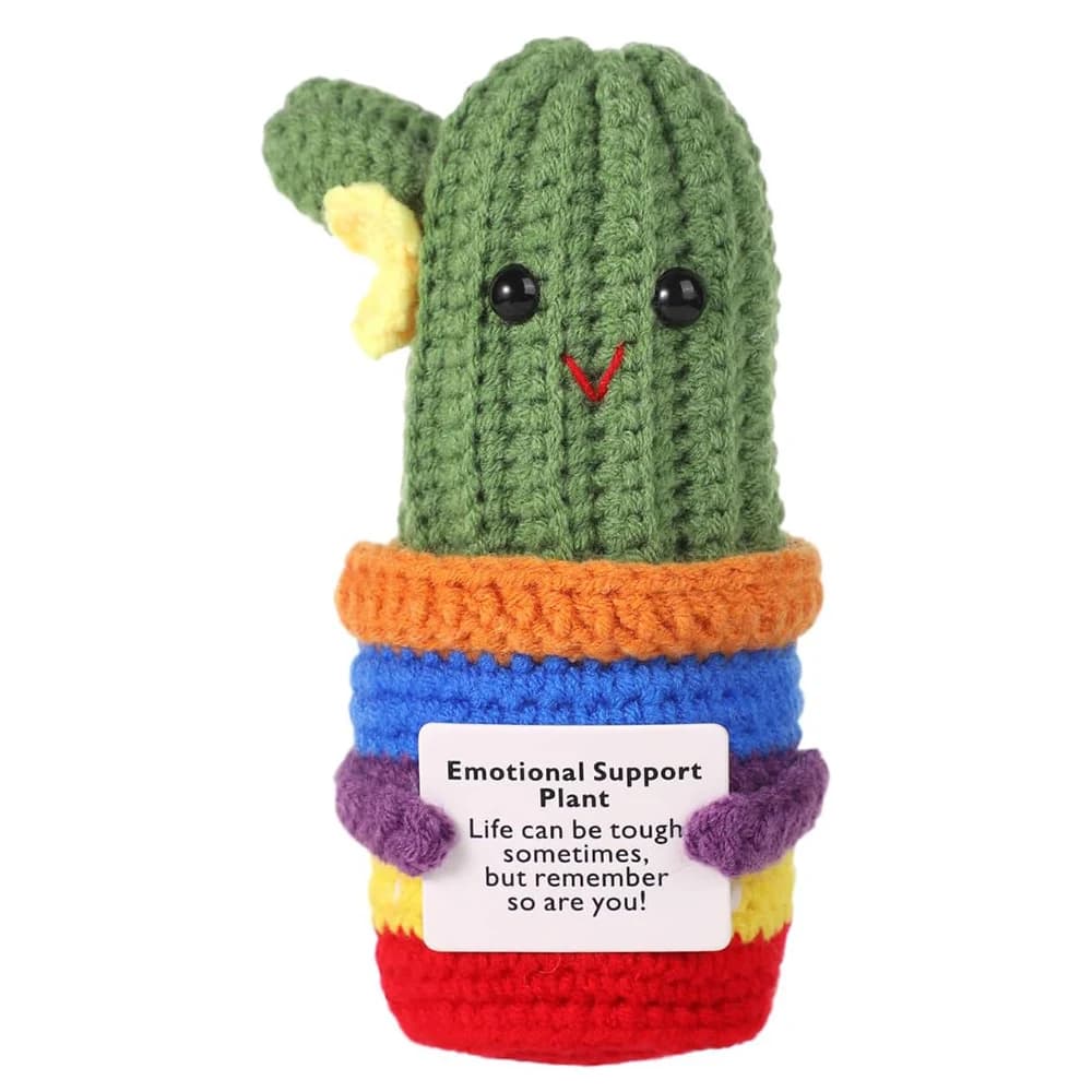 Beurre quantique à énergie positive en crochet avec carte d'encouragement, laine faite à la main, su
