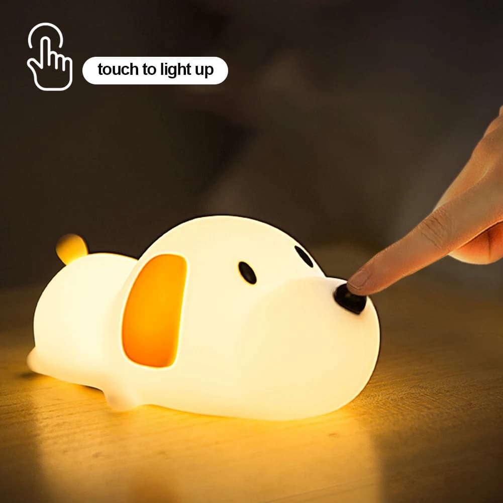 Lampe LED en Silicone pour chiot, veilleuse avec capteur tactile, couleurs, Rechargeable par USB, lu