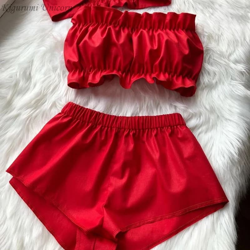 Ensemble pyjama en Satin de soie pour femmes, vêtements de nuit sexy, sans manches, vêtements de mai