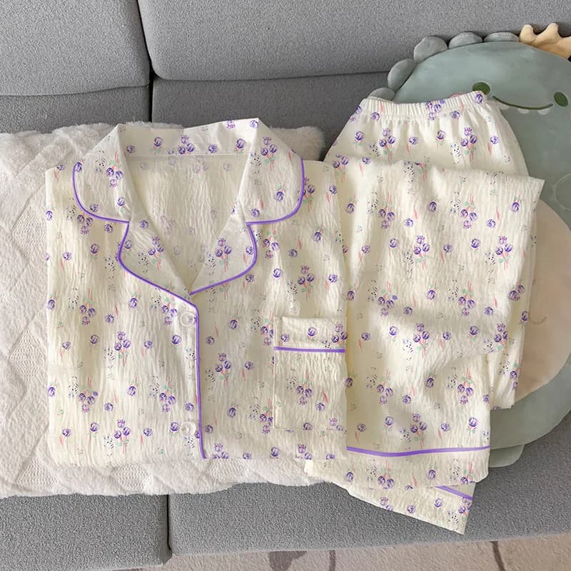 Pyjama Simple à fleurs pour filles, ensemble de vêtements de maison à manches courtes et pantalons p