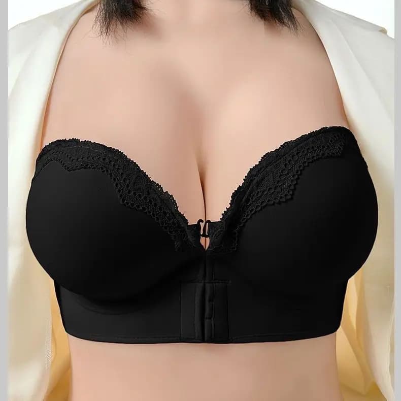 Soutien-gorge push-up ultime 12 cm rembourré à fermeture avant, sans bretelles, décolleté plongeant 