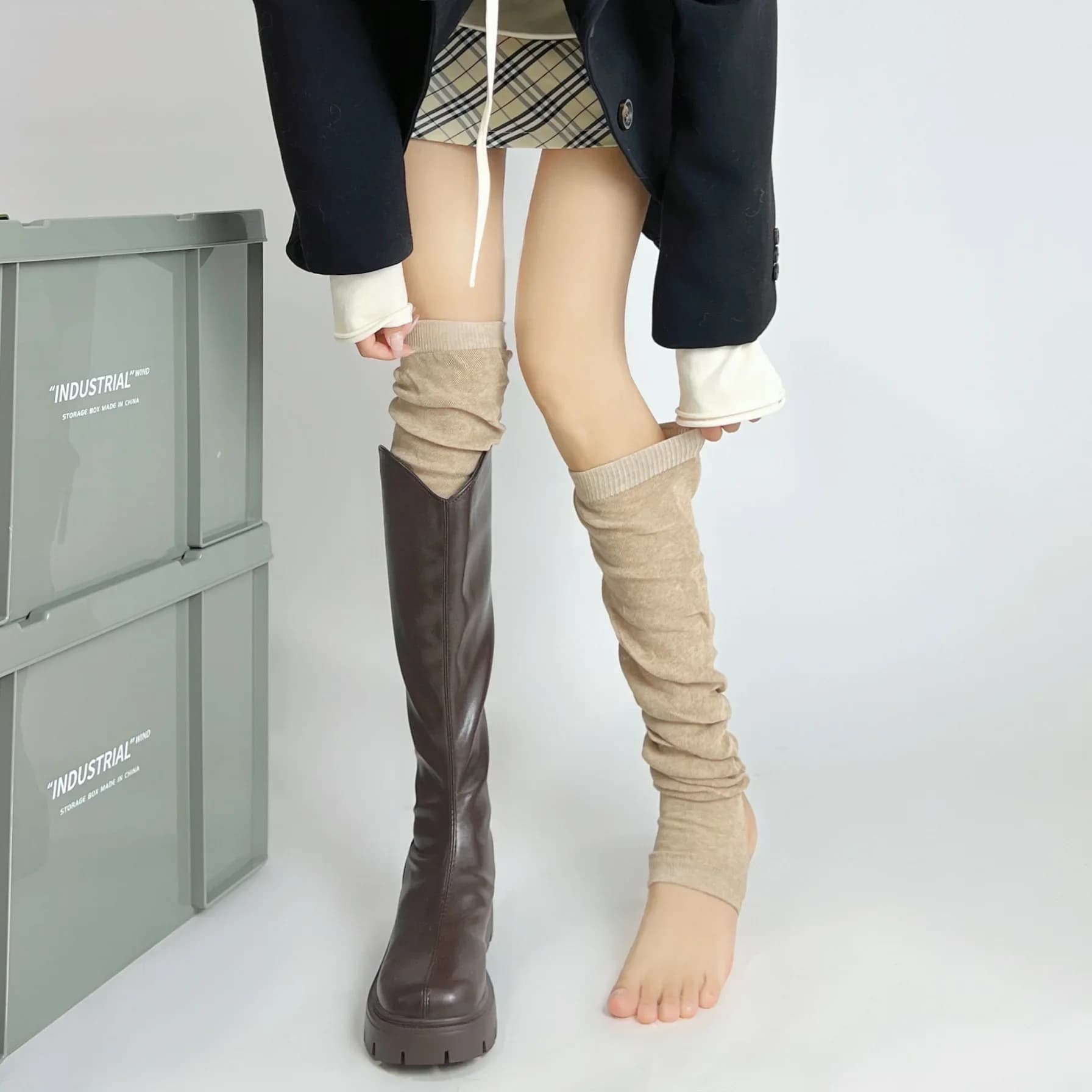 Chaussettes de pied pour salle d'enseignement de nuit, tuyau d'automne pour femmes, chauffe-jambes g