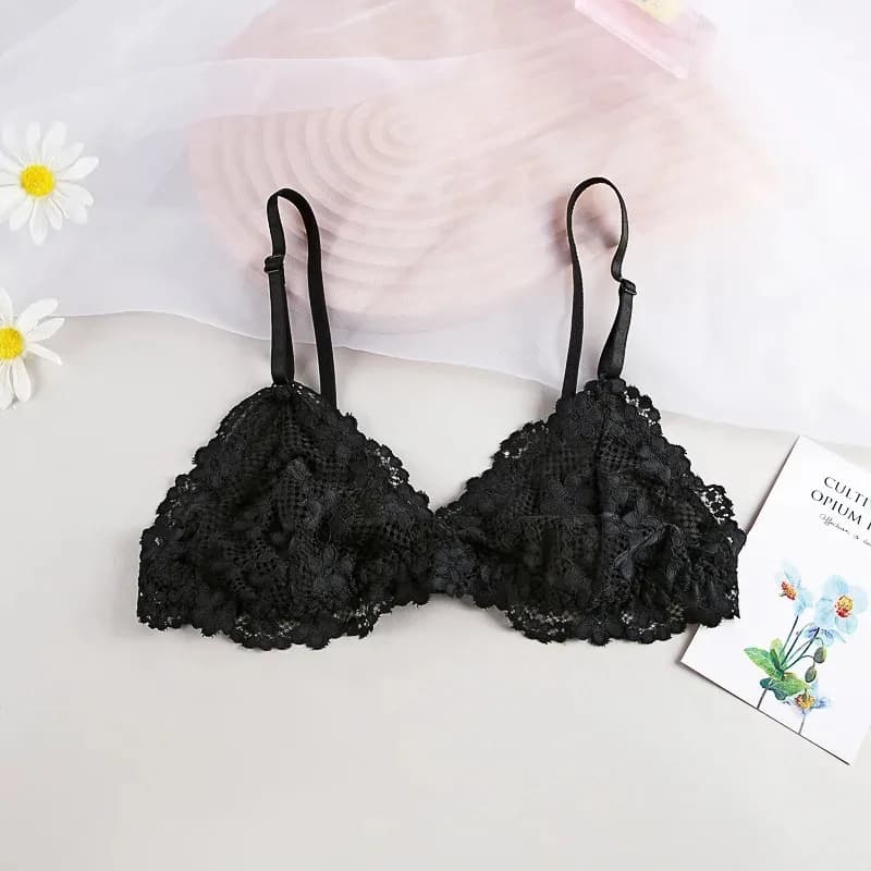 Soutiens-gorge en dentelle pour femmes, bralette sans armatures, sous-vêtements en dentelle transpar