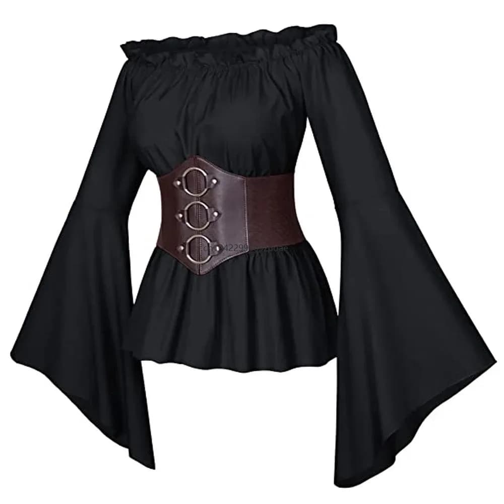 Corset médiéval vintage pour femme, chemise victorienne, costume steampunk pirate gothique, déguisem