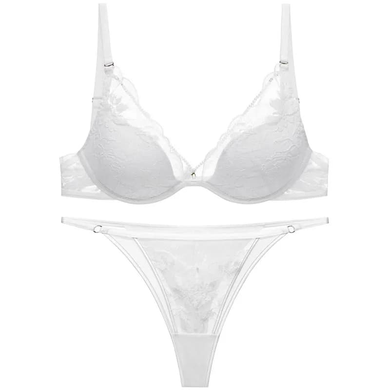 Ensemble de lingerie fine française Logirlve pour femme, sexy, en satin et dentelle, avec soutien-go