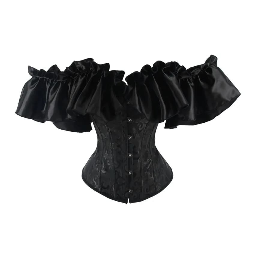 Corset Burlesque victorien pour femme, robe noire, ensemble jupe, off initié, sexy, Overbust, gothiq