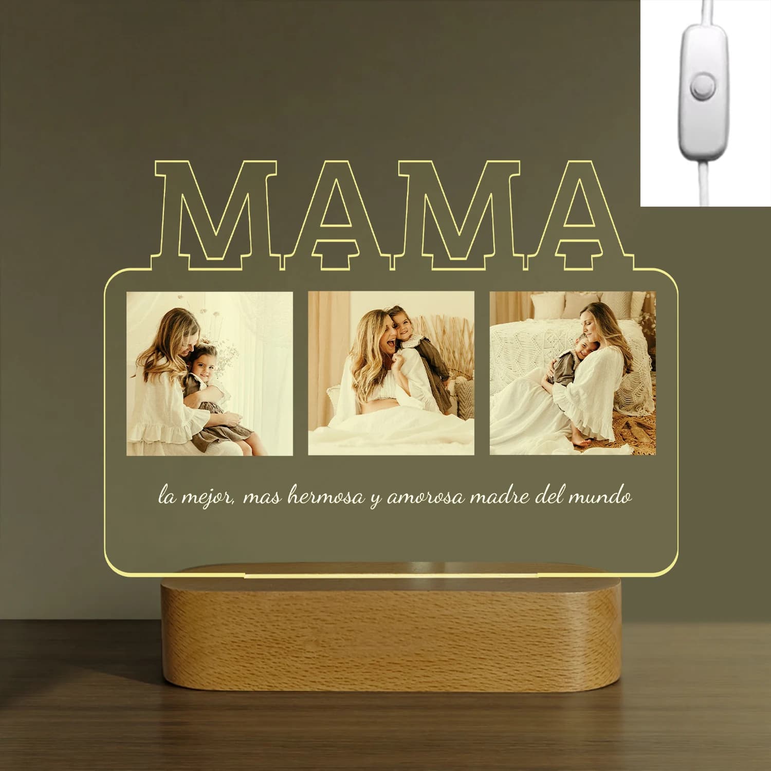 Lampe de chevet en acrylique avec texte Photo personnalisé, veilleuse personnalisée avec Message, ca